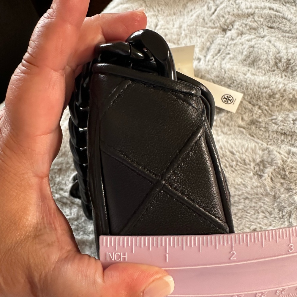 Tory Burch Mini Fleming Soft Crescent Bag in Black. - Picture 8 of 8